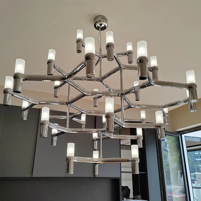 Modern Luxury Foyer G9 Led Chandelier Lustre Metal Pendant Chandelier Lighting Stairs Hanging Lamp Deco Led Indoor Light Fixture