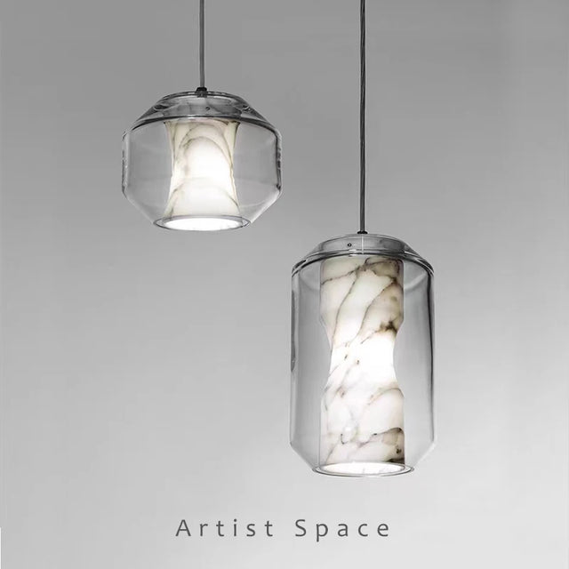 Nordic Glass Marble LED Pendant Lamp For Bedroom Bedside Dining Room Bar Bathroom Villa Art Decoration Small Chandelier Light