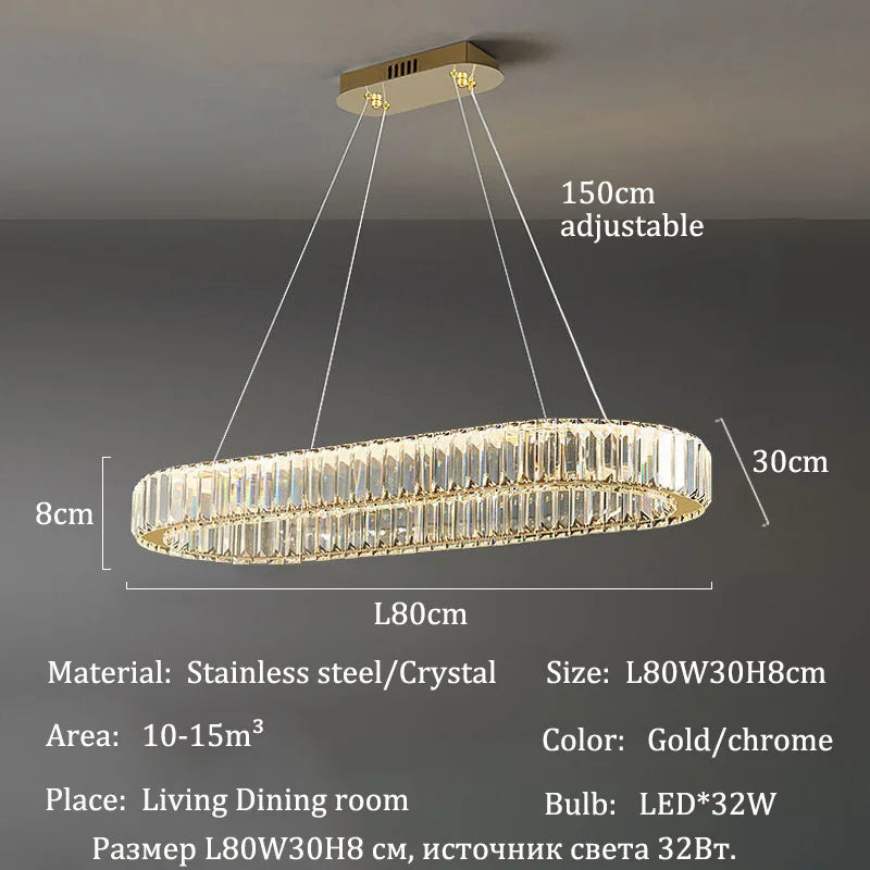 Modern Luxury Crystal Pendant Lights Home Dining Room Bar LED Lighting Lustre Decoration Indoor Ceiling Chandelier Lamp Fixtures