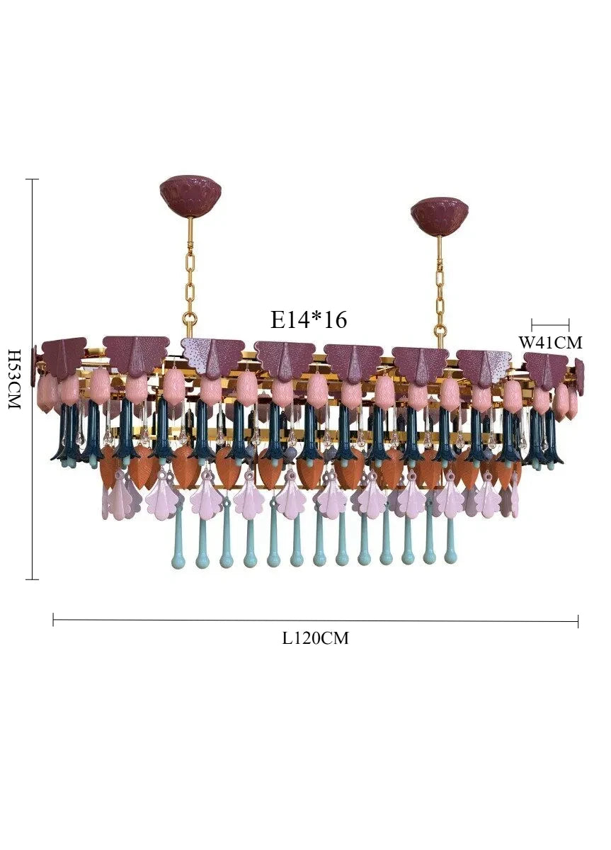 Vintage Ceramic Macaron Crystal Pendant Light LED Hanging Lamp for Bedroom Living Room Hotel Creative Glass Art Chandelier
