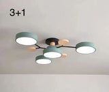 Nordic Macaron Ceiling Light - Modern Log & Metal Lamp for Living Room