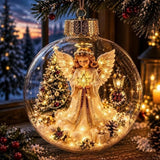 Acrylic Material Christmas Ball Ornament with Light Transparent Design Santa Claus Pendant 8CM Size Hanging Christmas Decoration