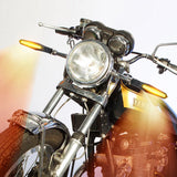 Flowing Water LED Motorcycle Turn Signals (2 Pcs) - 12-LED Amber Sequential Blinkers with Built-In Relay, 10mm Thread Universal Fit