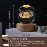 3D Crystal Ball LED Night Light (5cm) - Glowing Galaxy, Planets & Moon Bedside Lamp
