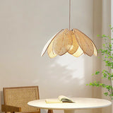 Dining Room Rattan Petal E27 Chandelier Nordic Wabi Sabi Led Pendant Lights Modern Simple Foyer Suspend Lamp Bedroom Lamparas