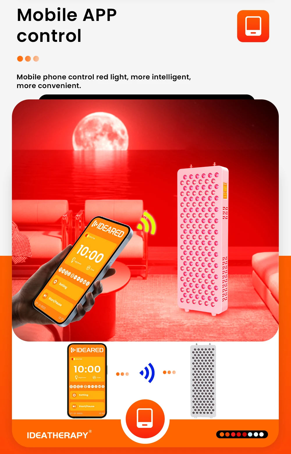 Red light therapy bluetooth function red light therapy 8 wavelengths red light therapy panel with touch screen