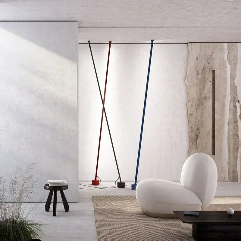 Modern Design LED Braided Floor Lamp for Living Room Lobby Elastic Colorful Minimalist Fabrics Floor Standing Light High Ceiling