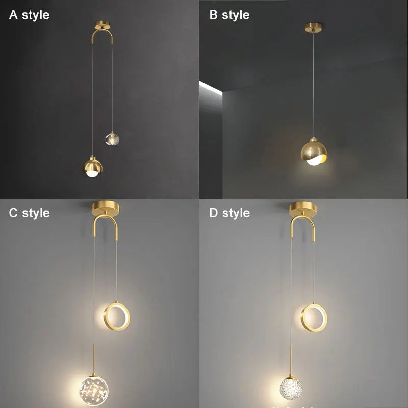Nordic Luxury Crystal LED Chandelier Double Head Long Line Hanging Lamp For Home Decors Restaurant Bar Bedroom Pendant Lights