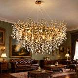 Retro K9 Crystal Tree Branch Chandelier - Modern LED Pendant Light Fixture for Villa Lobby, Foyer, Living Room & Weddings
