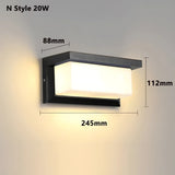 Sports Radar Voice Sensor Wall Light LED Outdoor Waterproof Wall Light 20W AC85-265V IP65 for Porch Balcony Courtyard