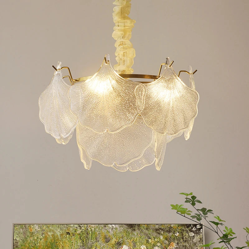 Modern French Style Glass Led Chandelier For Living Room Bedroom Dining Room Kitchen Art Romantic Design Pendant Light Fixtures