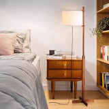 Wabi Sabi Wood Floor Lamp Designer Japanese Fabric Liftable Standing Lamp Office Coffee Reading Retro Study Vertical Lighting