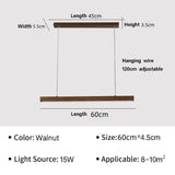 Nordic Long Wood Strip LED Pendant Light Dining Table Lamp Light Suspension Chandelier for Living Dining Room Lighting Fixture