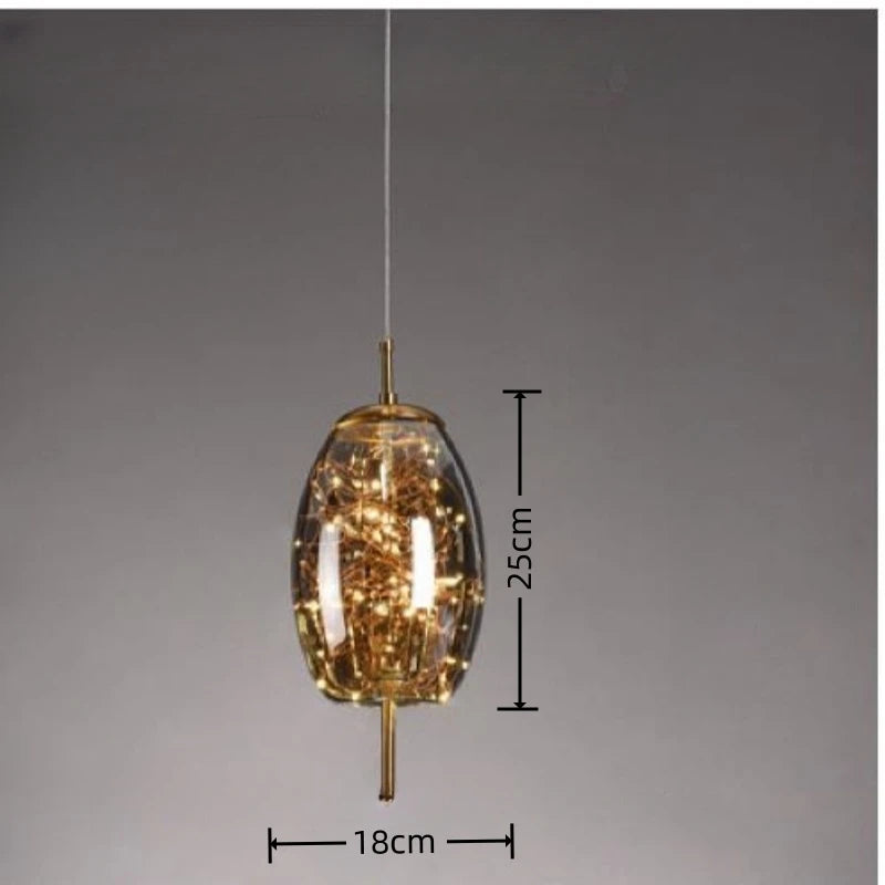 Nordic Luxury Creative Pendant Light Art Glass Minimalist Dining Table Lamp Bar Counter Influencer Bedside Dining Room Lighting