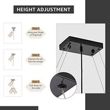 Rectangular Crystal Chandelier Industrial Rectangle Led Pendant Light Fixture for Kitchen Island Dining Room Black L 33.5" x