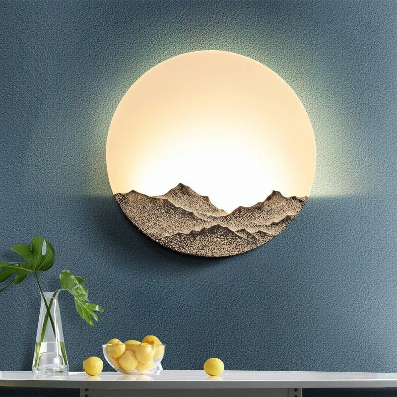 Chinese bedroom bedside aisle stairwell wall lamps Round hotel room background wall tea room simple decors LED Wall light