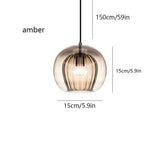 Nordic LED Loft Pendant Light Glass Amber/Clear Hanging Lighting Fixture Industrial Pendant Lamp for Kitchen Living Room Modern