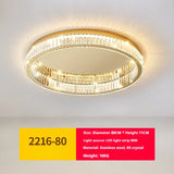 Modern Minimalist Round Ceiling Light Luxury Crystal Bedroom Lamp LED Flush Mount for Master Room
