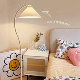 Bohemian Faux Feather Fabric LED Floor Lamp - Dimmable Princess Soft Glow Standing Light Fixture for Girls Room, Bedroom & Nursery Decor