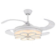 Modern Ceiling Fan with LED Light Kit and Remote Control Retractable Fan Blade for Indoor Bedroom Home Application Summer