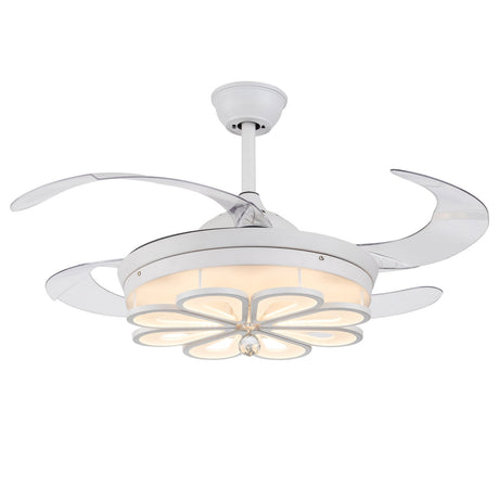 Modern Ceiling Fan with LED Light Kit and Remote Control Retractable Fan Blade for Indoor Bedroom Home Application Summer