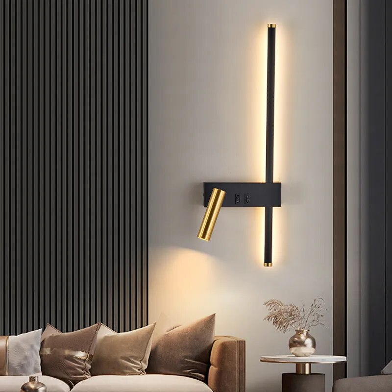13W LED Wall Lamp Modern Adjustable Swing Spotlight Double Switch Bedside Lighting Decorative For Background Wall Living Room