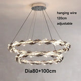 Chrome Modern Crystal Chandelier - Luxury LED Hanging Light for Living Room