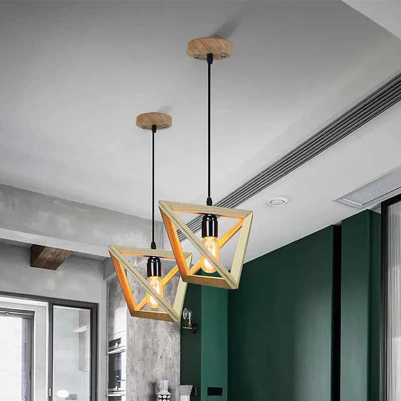 New Chinese Style Minimalist Wooden LED Chandelier - Modern Postmodern Ceiling Pendant Light