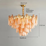 2025 New Designer Petal Shape Glass Chandelier Dimmable Stainless Steel Pendant Lamp Adjustable Ceiling Luster for Living Room