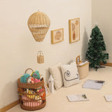 Handmade Rattan Hot Air Balloon Chandelier - LED Nursery Light for Baby Room