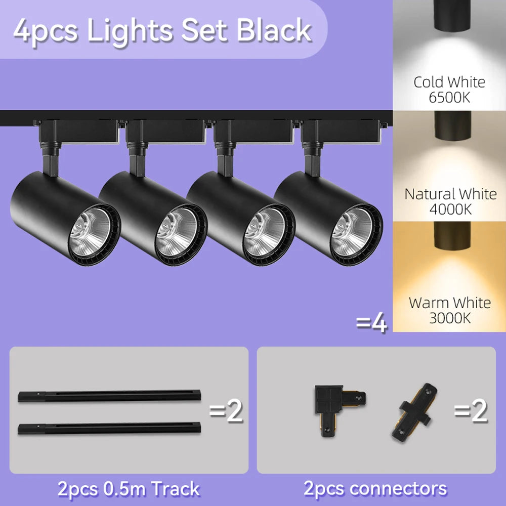 Led Track Light Spot Led Rail Lighting COB Light Fixture Led Spot Lights 220v Ceiling spots Lamp For kitchen Clothing Shop Store