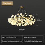 Nordic Ginkgo Leaf LED Chandelier - Modern Round Interior Hanging Light
