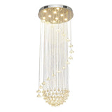 Floral Crystal String Chandelier Tall LED Pendant Light Indoor Decor Lighting For High Ceiling Stairs Lobby Hotel