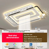 Modern LED Ceiling Light with Adjustable Spotlights - Dimmable Smart Fandelier Chandelier with Remote Control for Living Room