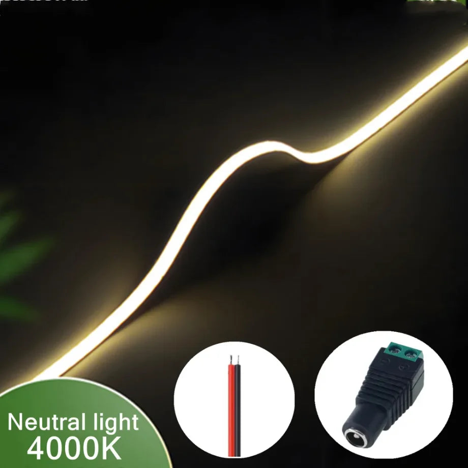 3mm Ultrafine COB LED Strip Light (5m, 400 LEDs/m) - 12V/24V Dimmable Flexible High-Density Tape for TV & Room Accent