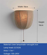 American Retro Wall Lamp Linen Lampshade Design Villa Aisle Led wall Light Bedroom Decor Living Room Indoor Lighting Fixture E27