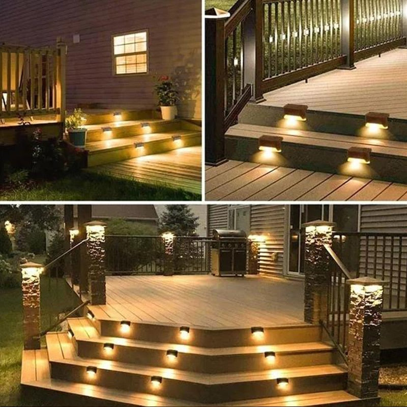 Solar Deck Lights Outdoor Step Lights Waterproof Led Solar Lights for Railing Stairs Step Fence Yard Patio and Pathway