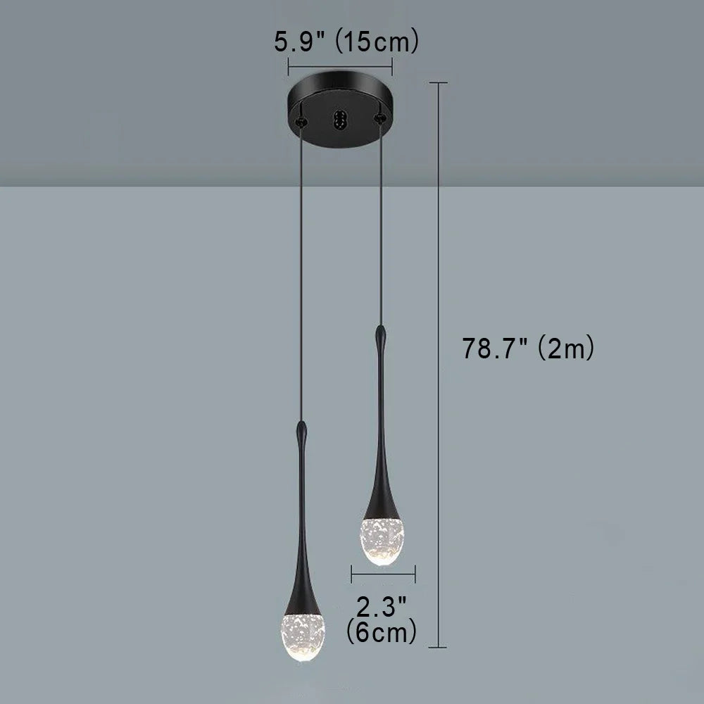 Nordic LED Pendant Lights Luxury Crystal Hanging Lamp Indoor Lighting for Home Living Dining Bed Room Kitchen Bathroom Decor