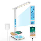 10W QI Wireless Charging LED Desk Lamp With Calendar Temperature Alarm Clock Eye Protect Study Business Light Table Lamp