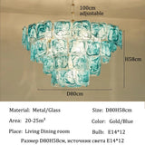 Luxury Murano Glass Ceiling Chandelier Pendant Light - Handcrafted Modern Hanging Lamp Fixture for Dining Room, Living Room & Home Interior Decor