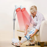 Red Light Therapy LED Electric Infrared Baking Lamp 275W Double-head 360° Adjustable Temperature Heat Lamp Remote Control With Rotating Pulley Base