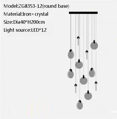 Duplex Staircase Pendant Lamps 2025 New Light Luxury Crystal Revolving Jump Floor Loft Apartment Living Room Long Chandeliers