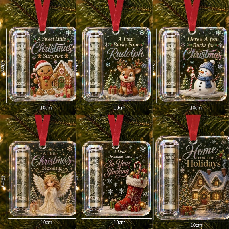 Money Storage Christmas Tree Hanging Ornament Clear Piggy Bank Christmas Decoration 2026 Cash Slot Hanging Pendant Navidad Decor