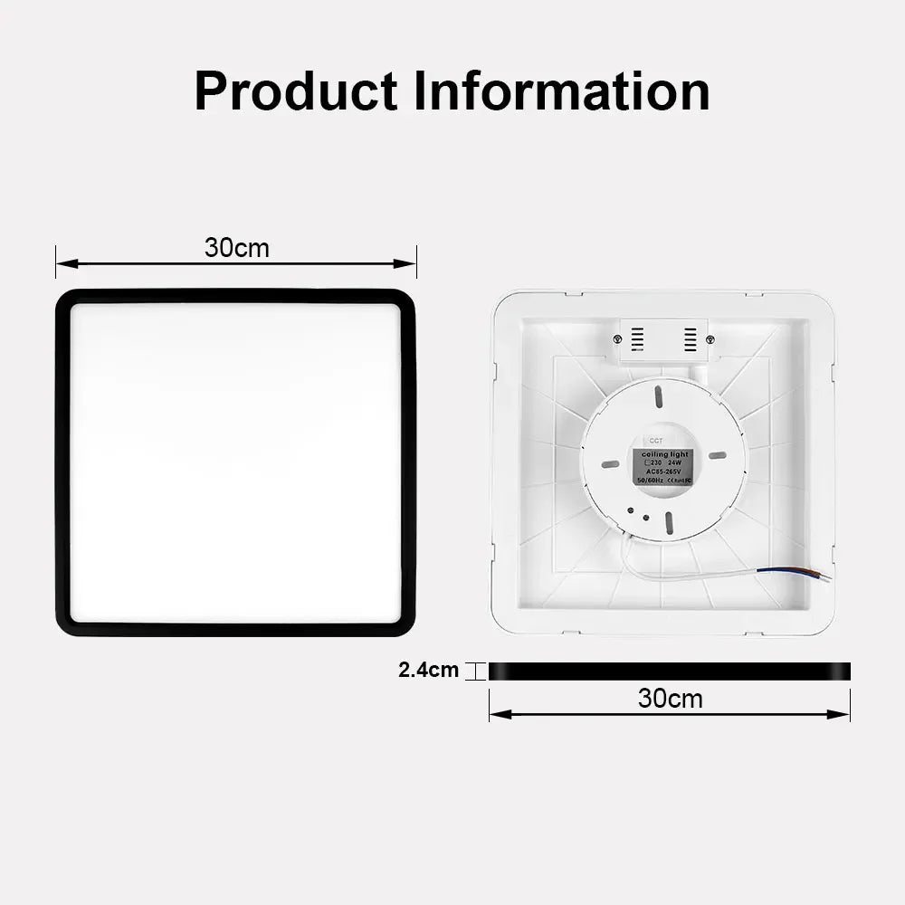 Square LED Ceiling Lights 0.9inch Ceiling Lights 36w 24w Smart Remote/App Voice Control Alexa/Google Control Large  Living Room
