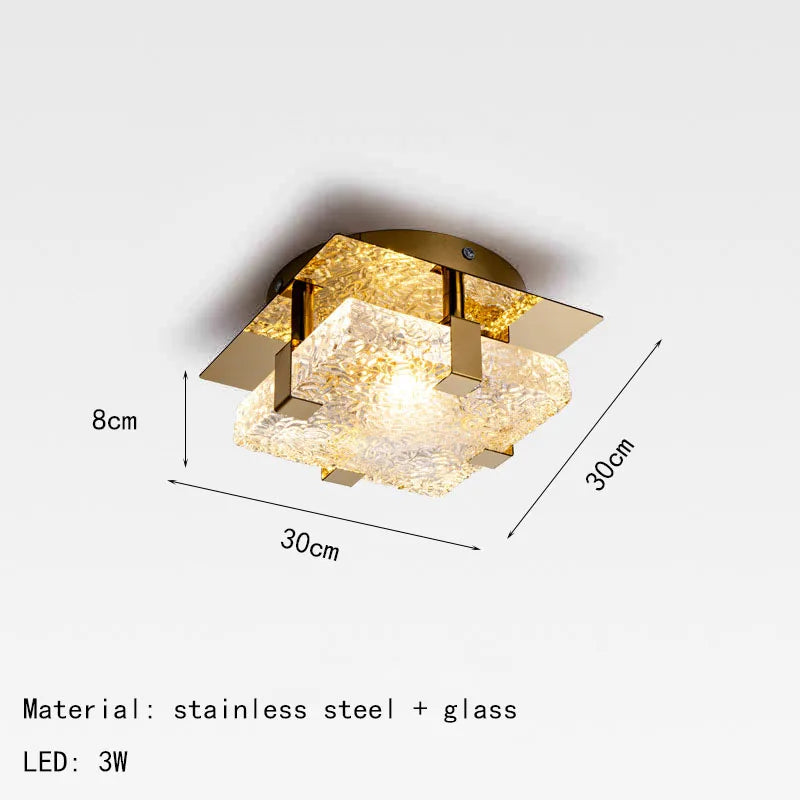 Modern Clear Crystal Ceiling Lamp Gold Metal Bedroom Kitchen Parlor Lighting Fixtures