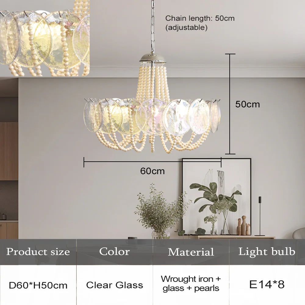 French Flower Glass Pendant Light Creamy Pearl Romantic Master Bedroom Lighting High-end Restaurant Lights
