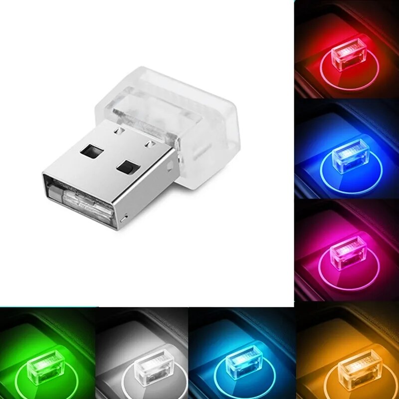1/3/5pcs Car USB LED Night Lights 7 Colors Atmosphere Lamp Decorative Bulb Portable Auto Interior Home Laptop Light Plug Play