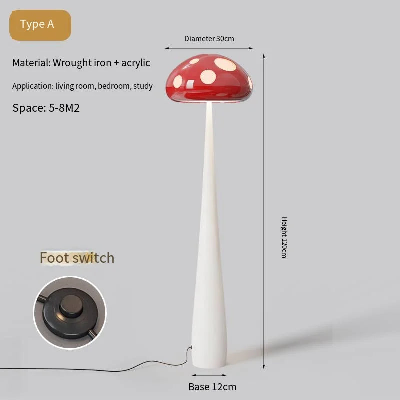 2025 New Floor Lamp Living Room Sofa Side Atmosphere Mushroom Floor Lamp Bedroom Bed Cute Cream Wind Dopamine Children