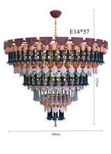 Vintage Ceramic Macaron Crystal Pendant Light LED Hanging Lamp for Bedroom Living Room Hotel Creative Glass Art Chandelier