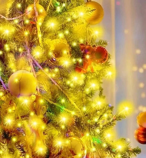 Outdoor Led Christmas Tree Decorations Garland Lights Twinkle String Light 8 Modes Waterproof Christmas Star Topper Fairy Lights